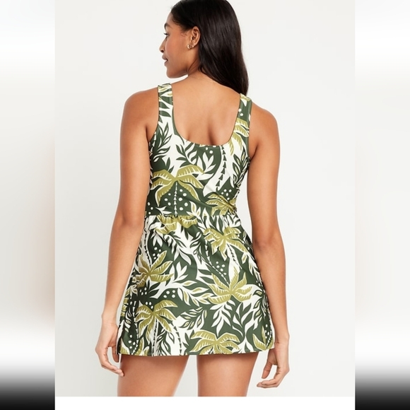 Old Navy Large Swim Dress sarong tropical green palm print NWT - Picture 2 of 8